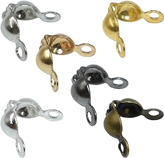 SHRJ Clamshell Crimp Bead Bracelet Set in Durable Metal Alloy with 6 Metal Luster Shades for Jewelry and Crafts Lovers - 1200 Pieces