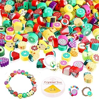 LadayPoa Polymer Clay Fruit-Shaped Beads for DIY Jewelry Making - Perfect for Bracelets, Necklaces, Earrings - Durable & Eco-Friendly Clay Beads - Ideal Gift for Craft Lovers and Kids