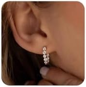 Cubic Zirconia Gold Huggie Hoops Earrings Inside Out Diamond Small Hoop Earrings Gift for Her