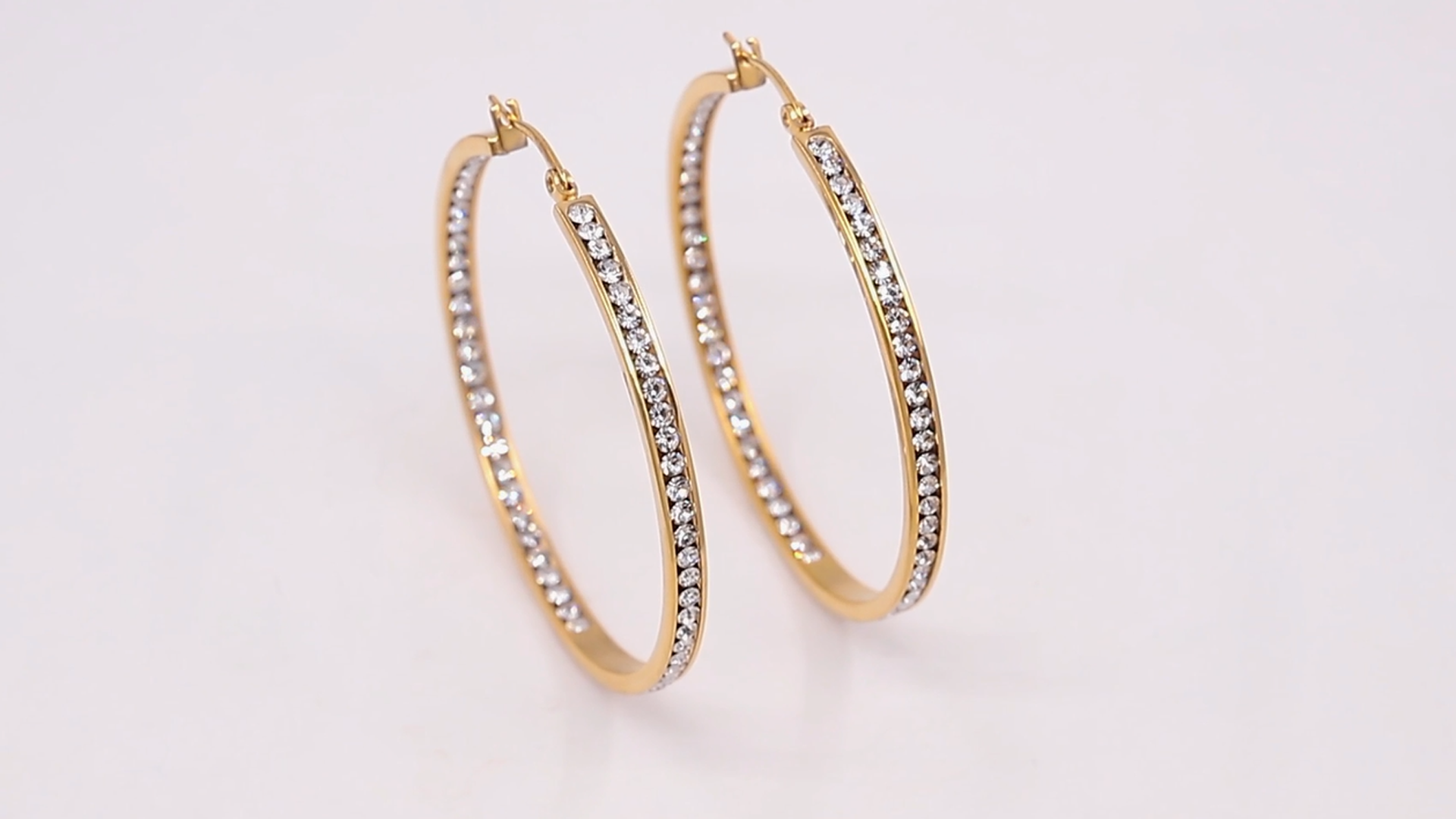 Mult-colors Crystal Stainless Steel Hoop Earring for Women Hypoallergenic Jewelry for Sensitive Ears Large Big Hoop Earrings 2"