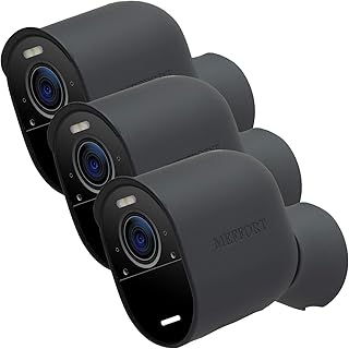 Meffort Inc Silicone Skin Case Cover with UV and All-Weather Protection, Built-In Sunshade, and Easy Installation, 3-Pack Black for Arlo Ultra/Ultra 2/Pro 3/Pro 4/Pro 5S