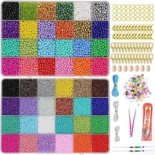 Civilipi Glass and Acrylic Round Kumihimo Bead Bracelet in 24 Colors with Lobster Clasp, Perfect for Earring, Necklace, and DIY Craft Projects, Size 12/0 & 6/0 Seed Beads