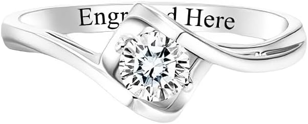 DIYA 1 Carat Personalized Moissanite Diamond Engagement Rings 925 Sterling Silver Personalized Custom Wedding Promise Ring Christmas Birthday Gift For Women