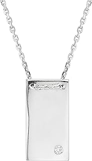 Spring Ring Clasp Cubic Zirconia Rectangular Pendant Necklace in Sterling Silver with Cable Chain for Elegant Wear - Silpada 'Shine Bright' Design from India