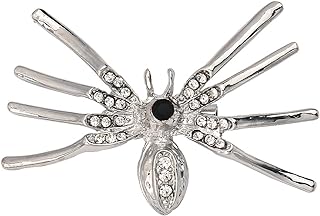 Spider Brooch Pin Rhinestone Brooch Pins for Women Silver Spider Lapel Suit Pin Animal Clothes Pins Goth Brooches for Women Spider Pin Brooch Halloween Cosplay Costume Accessories