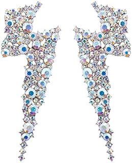 Exaggerated Shiny Rhinestone Flash Drop Dangle Earrings Lightning Bolt Statement Earrings Heavens Cloud Nature Weather Party Jewelry