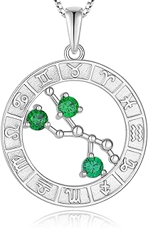 Zodiac Constellation Pendant Necklace - 925 Sterling Silver Astrology Horoscope Necklace Birthstone Necklaces for Women - Anniversary Jewelry Birthday Gifts