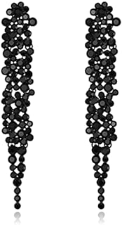 EVER FAITH Wedding Rhinestone Crystal Art Deco Statement Earring, Banquet Prom Long Chandelier Dangle Earrings for Women Girls Bride