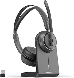 Nuroum HP31D kabelloses Büro-Headset mit AI-Rauschunterdrückung und 45 Stunden Laufzeit, komfortable Passform und USB-Dongle, perfekt für Home-Office und Anrufe