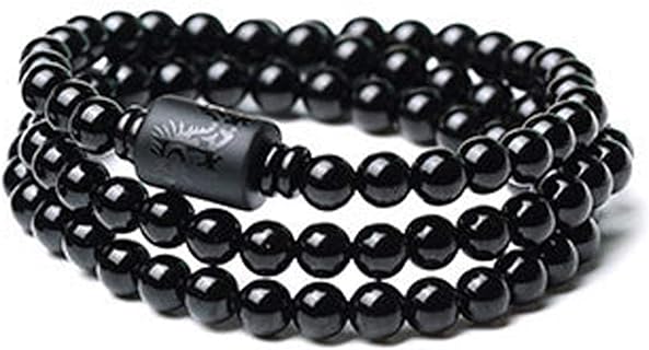 Unisex Obsidian Crystal Bead Chain Bracelet with Dragon or Phoenix Totem Design and Easy Hook Clasp, Perfect Gift for Special Occasions