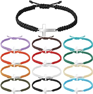 Adjustable Nylon Rope Cross Bracelet by Jadive with Lobster Claw Clasp, Ideal for Men and Women - Handcrafted Christian Faith Design, Perfect as Friendship or Symbolic Gift, Pack of 12