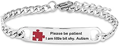 Autism Awareness Adjustable Chain Link Bracelets for Men Women Family Mum Dad Medical Alert ID Style