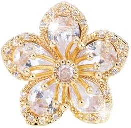 Kokoma Adjustable Size Cherry Blossom Engagement Ring, Enveloped in Copper and 14K Gold Plated, Adorned with Cubic Zirconia, Unique Flower Design for Women and Girls