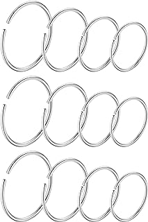 12Pcs 316L Surgical Steel Nose Rings Hoop Hypoallergenic Helix Cartilage Earring Lip Ring Body Piercing Jewelry 18G 20G 22G 7MM to 12MM Diameter