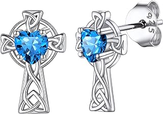 925 Sterling Silver Push Back Vintage Black Cross Stud Earrings with Cubic Zirconia for Women - Hypoallergenic Celtic Cross Design