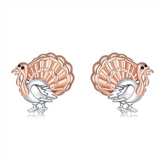 925 Sterling Silver Thanksgiving Earrings Turkey Earrings for Women Rose Gold Turkey Earrings Stud for Teens Girls Thanksgiving Jewerly Hypoallergenic