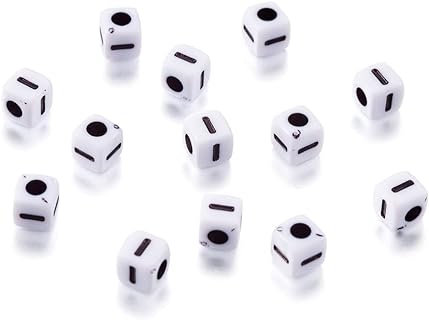 240pcs Opaque Acrylic Letter I Cube Beads White Plastic Alphabet Loose Spacer Square Beads 4-5mm for DIY Name Bracelet Necklace Jewelry Crafts Making Hole: 1.8mm