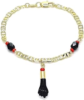 Inner Plane Azabache Charm Protection Bracelet Containing Figa Hand 14K Gold Filled Jewelry Protects From Evil Eye for Women Men Boys Girls