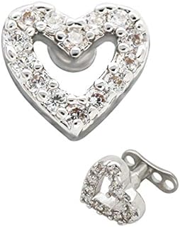 G23 Titanium Dermal Wedding Ring with Cubic Zirconia Heart Charm for Body Jewelry Enthusiasts