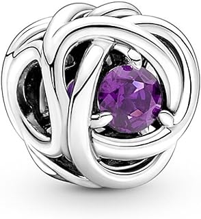 Pandora February Purple Eternity Circle Charm Bracelet Charm Moments Bracelets - Stunning Women's Jewelry - Gift for Women - Made with Sterling Silver & Man-Made Crystal