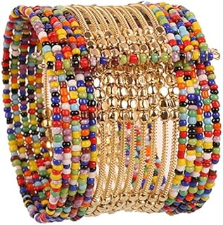 Touchstone NEW indian Bollywood Beautiful Beaten Metal Beads Multi Color Glass Beads Wrist Enhancer Openable Cuff Bracelet In Gold Tone For Women.