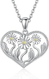 MONGAS Rose/Daisy/Sunflower/Lotus Necklace for Women Sterling Silver White Shell Rose Pendant Necklace Jewelry Birthday Romantic Valentine's Day Gifts for Women Girls