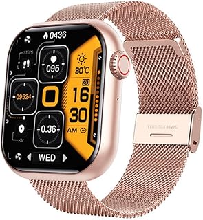 ピンク鋼スマートウォッチ、1.91インチ大画面＆Bluetooth5.3通話、GPS内蔵、防水でおしゃれな男女向け。オフィス＆日常使用に最適