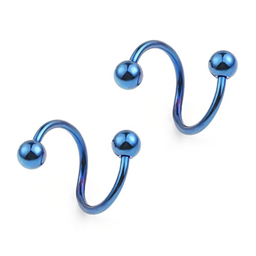 Ruifan 16G Stainless Steel Twist Ear Plug Earring Spiral Helix Stud Lip Ring Body Piercing Jewelry 8mm 10mm