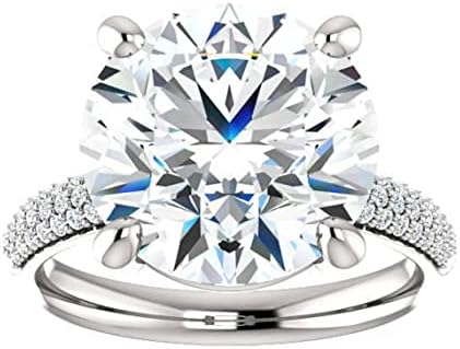 6 CT Round Diamond Moissanite Engagement Ring with White Diamond for Her by Nitya Jewels - Vintage Solitaire Halo Design in Sterling Silver