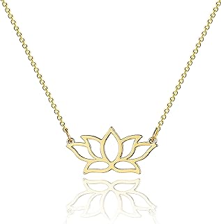 Tasiso 14K Gold Lotus Flower Necklace for Women Dainty Meditation Symbol Lotus Pendant Yoga Necklace Minimal Everyday Jewelry Gift