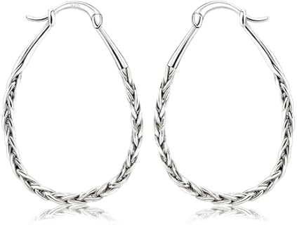 Sterling Silver Large Oval Hoop Earrings for Women - Lightweight Huggie Style, Hypoallergenic, Ideal for Sensitive Ears & Fashion Accessory Gift for Christmas