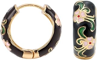 Vintage Enamel Flower Small Hoop Earrings Retro Japanese Style Flowers Ear Clip-on for Women Girls Delicate Jewelry Mother's Day Gift Thanksgiving Gift