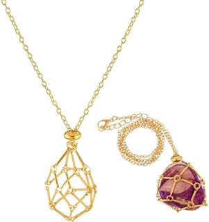 Stainless Steel Crystal Stone Cage Holder Necklace, Adjustable Empty Stone Gem Holder Necklace