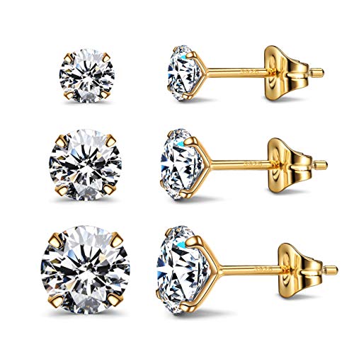 925 Sterling Silver Earrings, Cubic Zirconia Earrings Studs, Diamond Stud Earrings for Women Girl