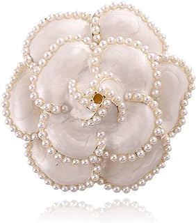 Pearl Camellia Flower Brooch Pin for Women Girls Wedding Bouquet Party Lapel Jackets Hat Scarfts Corsage Dress Brooches Pins Exquisite Brides Mother Jewelry Gifts