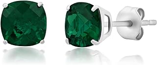 14k Gold Cushion Cut Stud Earrings for Women | 6mm Birthstone Earrings | Real Gold Gemstone Earrings for Women | Gemstone Stud Earrings for Women by MAX + STONE