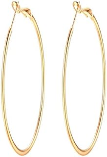 90mm(3.5'') Large Circle Endless Hoop Earrings Hypoallergenic 14k Gold Plated Extra Big Round Huggie Hoops Earring Minimalist Hooped Christmas Jewelry Gifts for Women Girls
