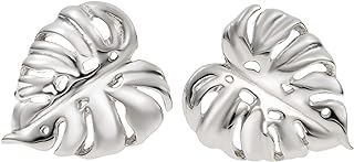925 Sterling Silver Stud Earrings - Monstera Leaf Design with Secure Push Back, Hypoallergenic for Sensitive Skin, Hawaiian Tropical Fashion Statement Gift for Women