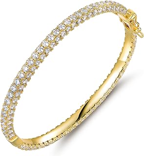 Barzel 18K Gold Plated Crystal Bling Eternity Bangle Bracelet