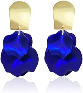 GUOXIAOMEI Chic Elegant Boho Red Rose Petal Dangle Resin Earrings Drop Acrylic Tiered Matte Flower Earrings Statement Exaggerated Floral Tassel Earrings for Women and Girls