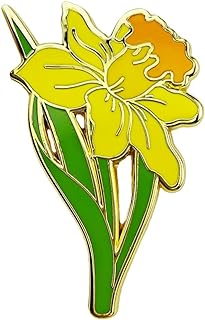 Ficsowy Enamel Pin Badge Daffodil Flower Brooch Pin for Teachers Nurses Doctors Lawyers Architects Interior Designers Florists Gardeners