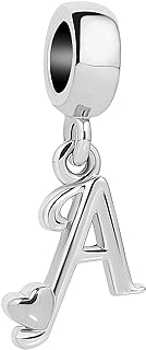 KunBead Initials A-Z Letter Alphabet Love Heart Birthday Dangle Charm Compatible with Pandora Bracelet for Mom Daughter Sister Auntie Grandma Friend Granddaughter