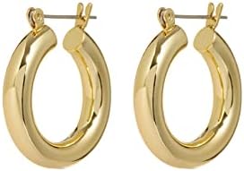 Baby Amalfi Tube Hoop Earrings in Polished 14k Antique Gold Plated