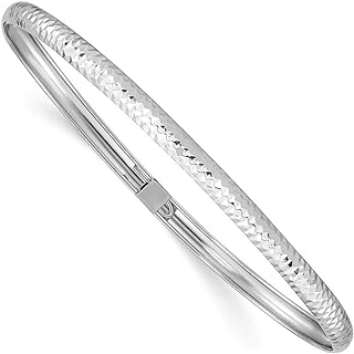 Elegant 14k White Gold Textured Cuff Bangle with Unique Clasp, Stackable Bracelet for Women, Measures 4mm Wide - Ideal Jewelry Gift from Peru