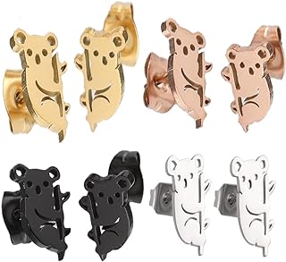 Koala Earrings for Girls Hypoallergenic Sensitive Ears Stainless Steel Koala Bear Stud Earrings for Women Cute Animal Jewelry 4Pcs Set