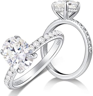 Elegant Oval Moissanite Engagement Ring for Women, 2ct Promise Wedding Band in 925 Sterling Silver & White Gold, Anniversary Gift for Ladies Size 4.5-11