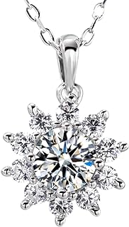 Charming Gold Plated Sterling Silver Moissanite Snowflake Pendant Necklace with C-Link Chain and Lobster Clasp for Women, Elegant Diamond Sunflower Design, Ideal Gift for Mom/Sister