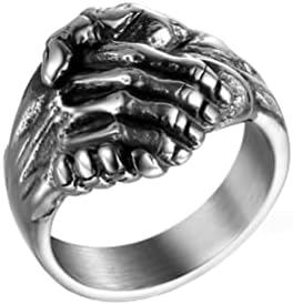 Classic Men's Stainless Steel Handshake Design Party Ring - Stylish Casual Band - Ideal Gift for Groom or Groomsmen