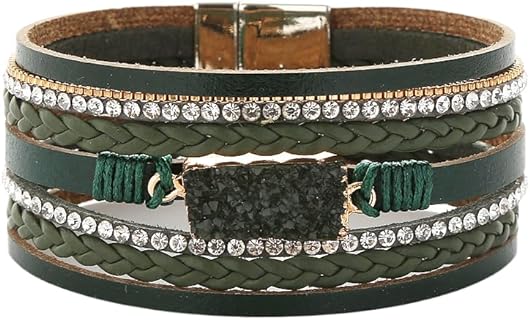 Jewbelet Leather Wrap Bracelet For Women Boho Cuff Bracelets Withe Clasp Jewelry For Teens Girls Birthday Holiday Gift