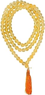 Dhyanarsh Citrine Bead Necklace in Crystal with Round Design for Men and Women, Healing Stone Jewelry for Reiki and Metaphysical Purposes